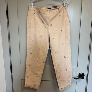 NXT Talbots Relaxed Chino‎ Khaki Embroidered Blue Vespa Scooter Preppy Classic 6